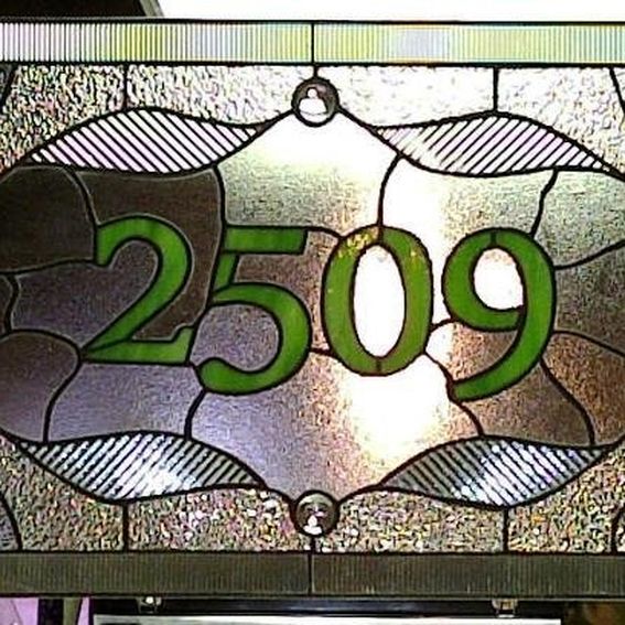Hand Crafted Stained Glass Window Panel / Traditional Design With House