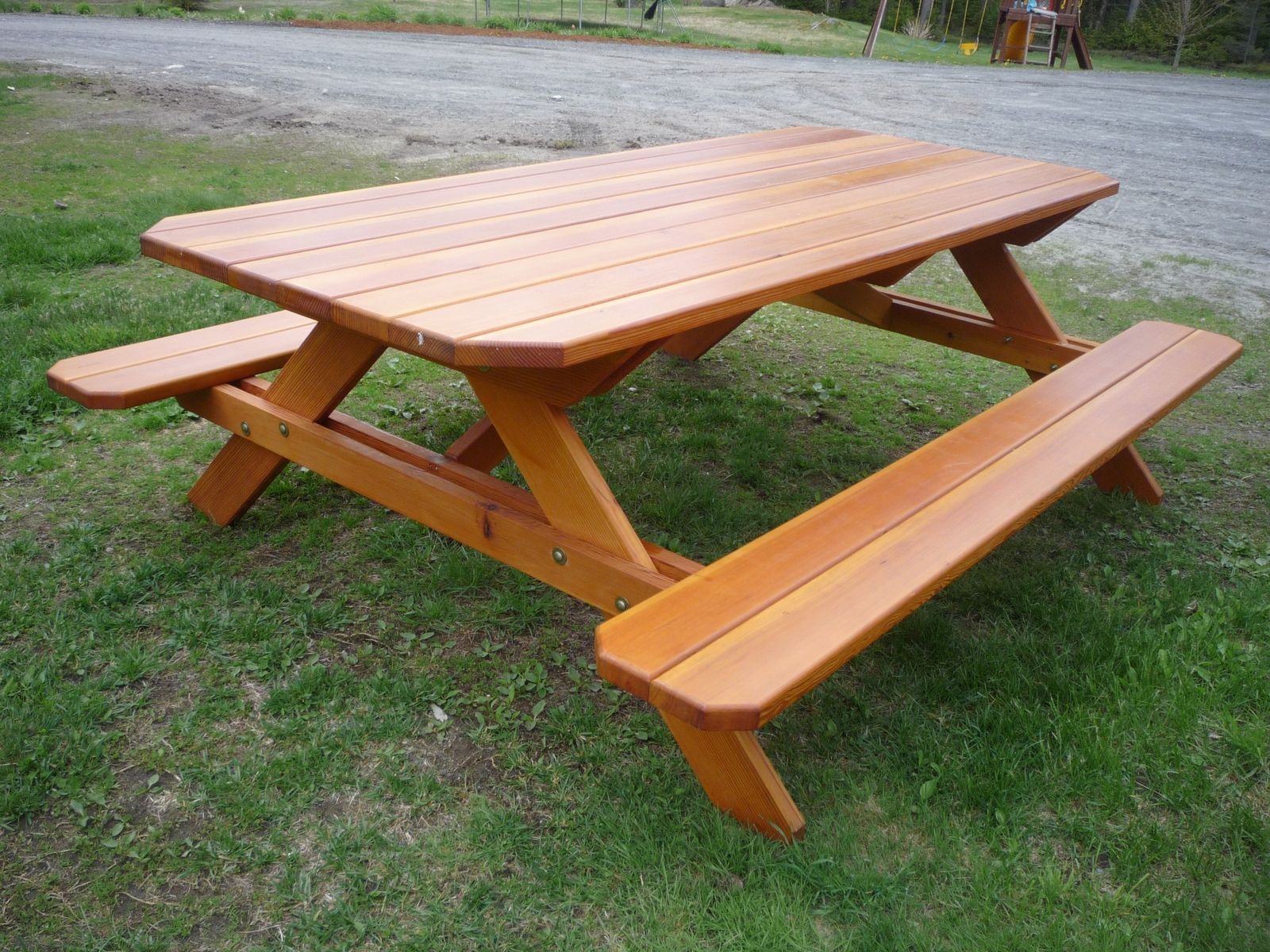 Folding picnic tables with benches