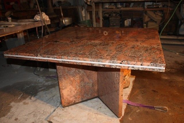 custom made double pedestal granite kitchen table