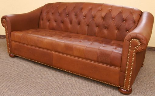Custom Made Camel Tufted Leather Sofa