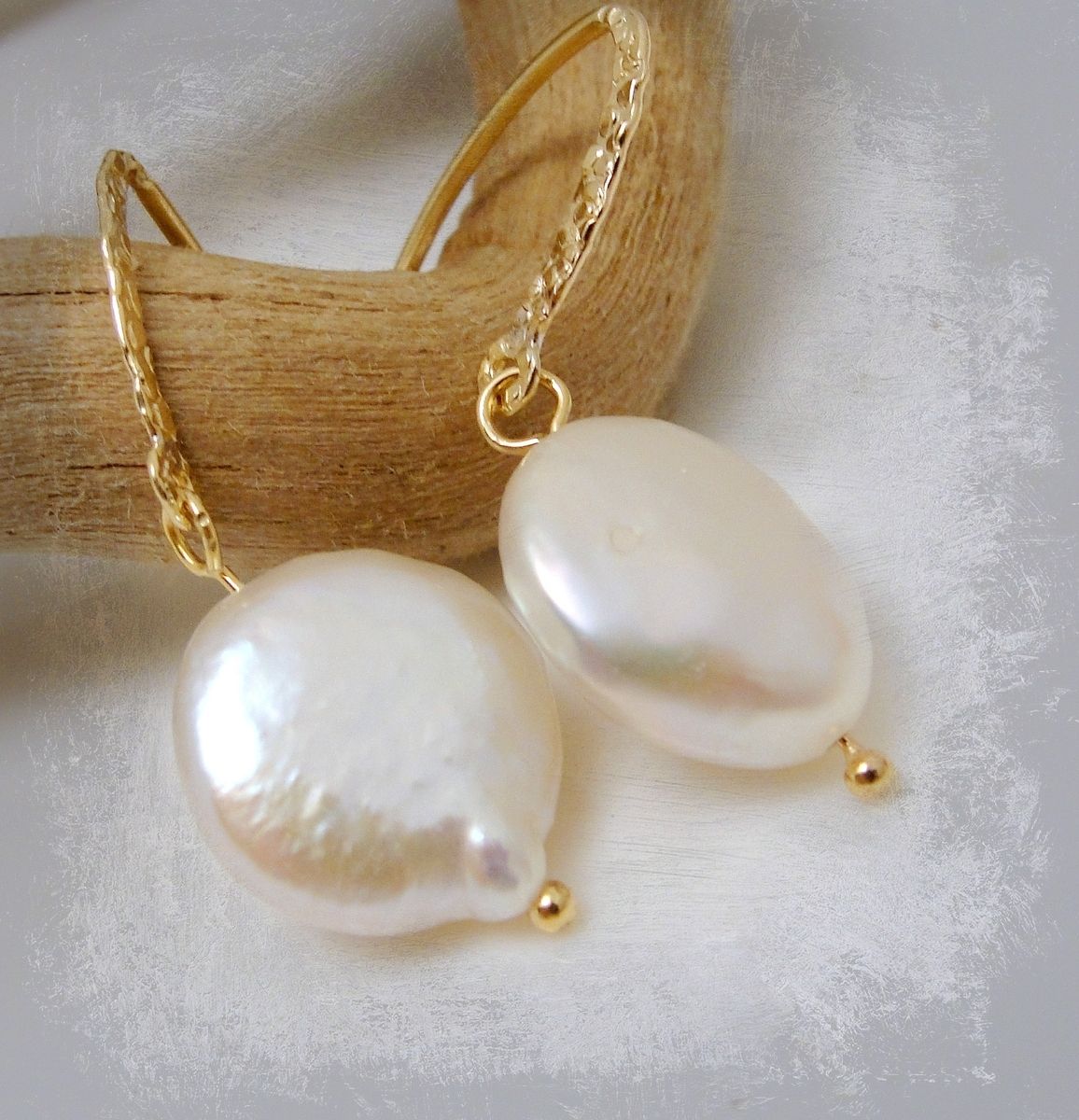 Handmade Earrings Coin Pearl 14k Gold Filled by RitaSunderland