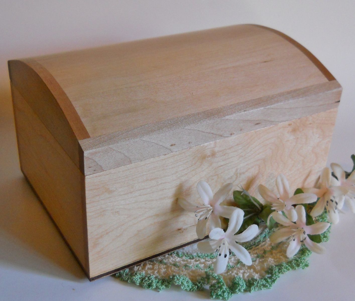 Custom Curved Top Maple Jewelry Box by Hearts Desire