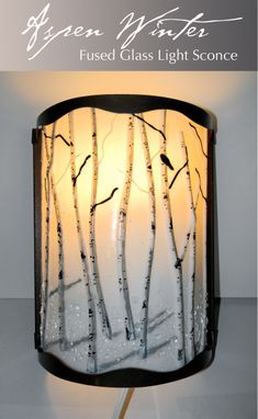 Custom Made Aspen Winter Fused Glass Light Sconce