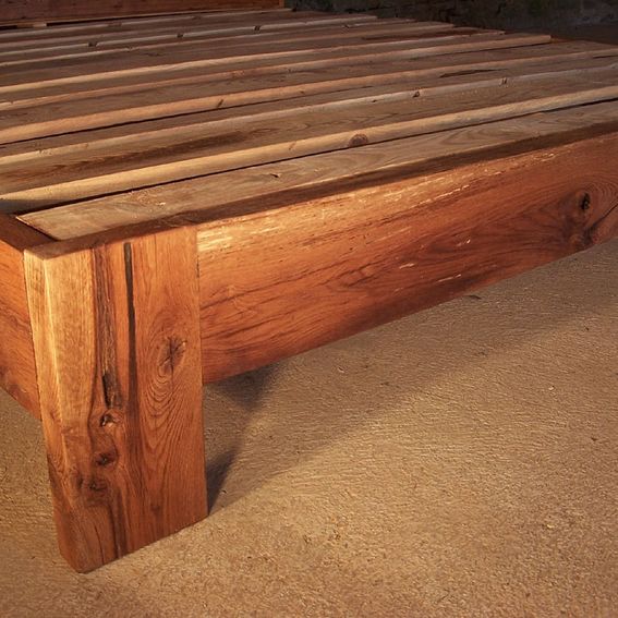 Buy a Hand Crafted Modern Style Bed Frame With Slanted Headboard From