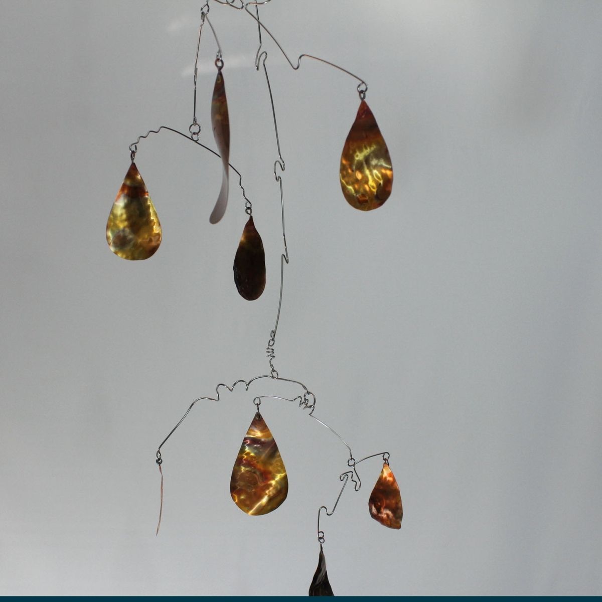 Hand Crafted Copper Rain Abstract Mobile Metal Mobile Raindrop Style