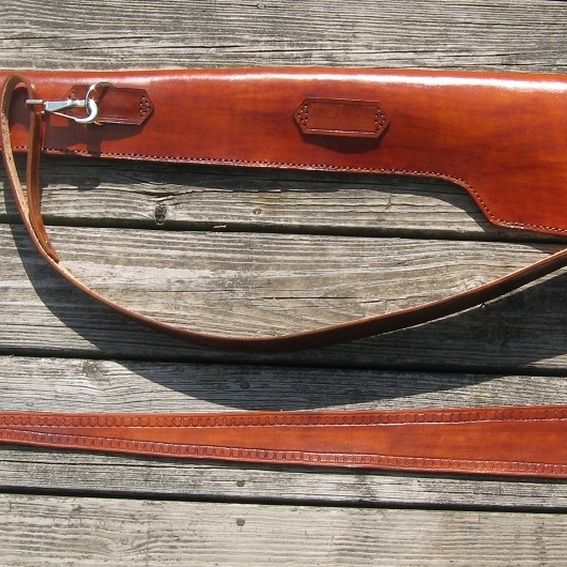 Hand Made Custom Tooled Rifle Scabbard by Red Wolf Leather