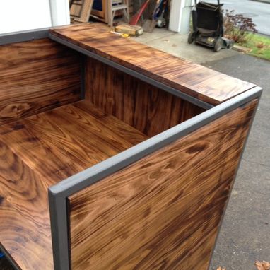 Custom Made Torched Poplar And Steel Reception Desk