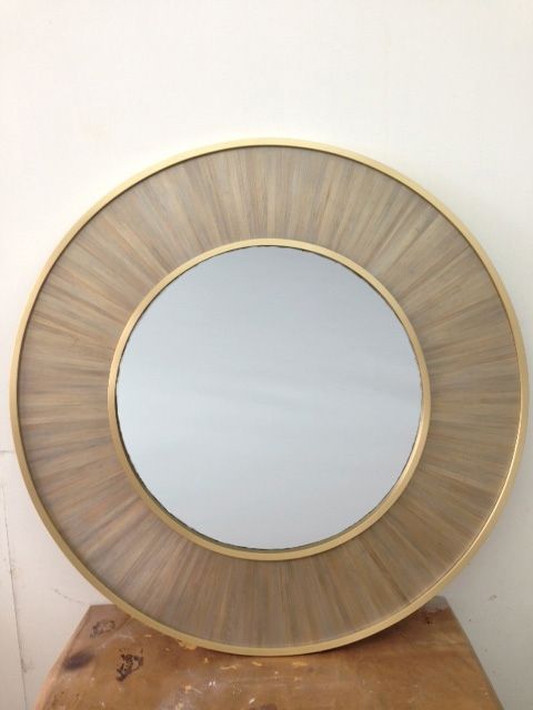 Silvered Straw Marquetry Mirror