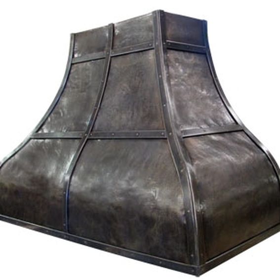 Hand Crafted Vented Range Hood 43, Hammered Nickle Silver by Texas