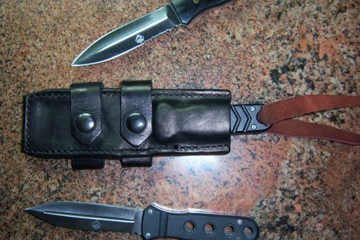 Custom Made Horizontal Belt Carry Tactical Sheath And Knife