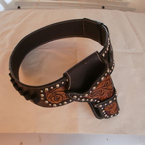 Hand Made Custom Made Gun Holster And Belt by 2nd Chance Custom Leather