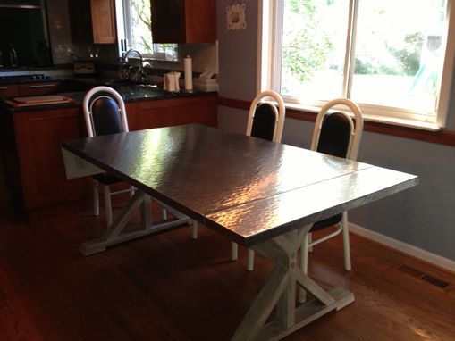 Custom Made Custom Hammered Stainless Steel Dining Table