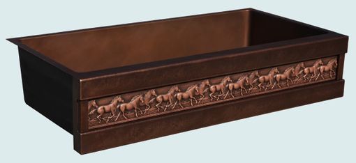 Custom Made Copper Sink With Running Horses & Dark Patina