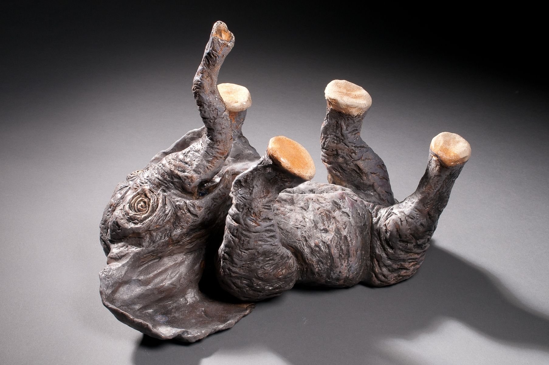 Handmade Large Elephant Sculpture Made From Clay Named by Shack Art