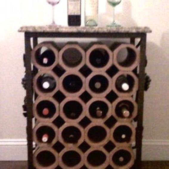 Hand Crafted 20Bottle Wrought Iron & Terracotta Wine Rack by Wrought Iron Home Decor
