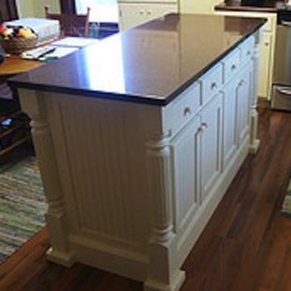 Handmade Custom Kitchen Island With Beaded Panels by Nauman