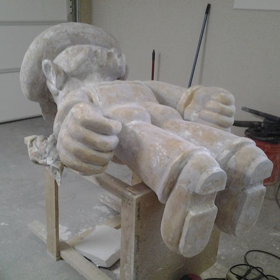 Hand Crafted Super Mario Life Sized Statue by Roxana Casillas