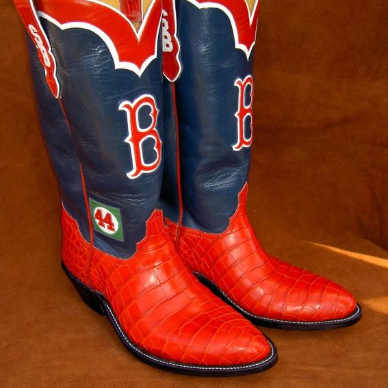 Hand Made Boston Red Sox Boots W/ Alligator Lowers by Ghost Rider Boots