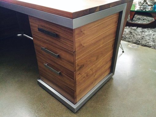 Custom Made Steel And Walnut Contemporary Desk/ Workstation