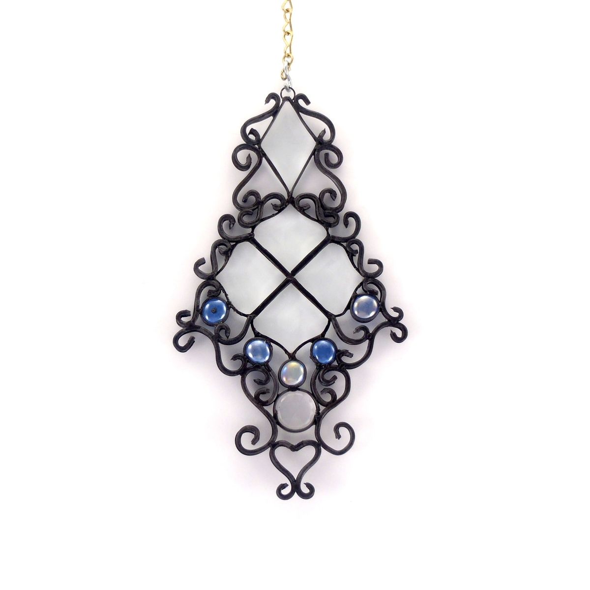 Custom Beveled Stained Glass Suncatcher Filigree by Nostalgia N More