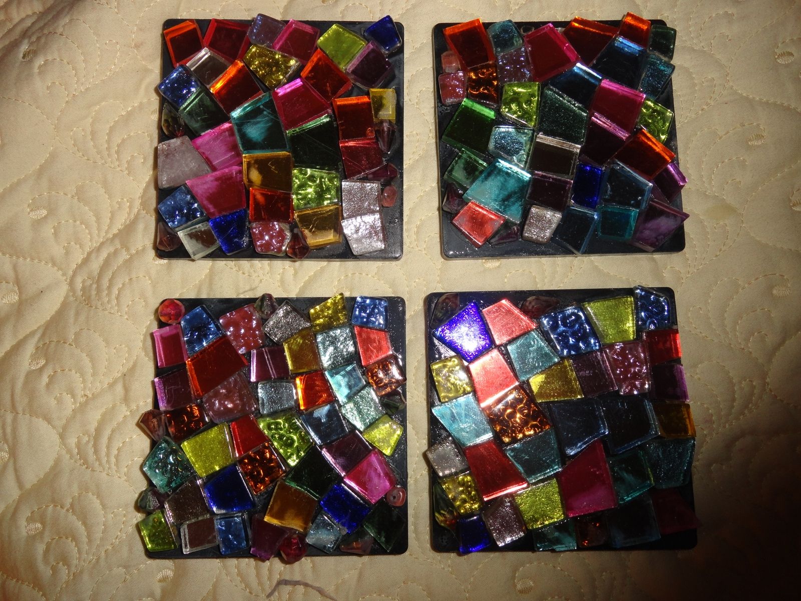 Buy Handmade 4 X 4 Mosaic Glass Colored Coasters, made to order from