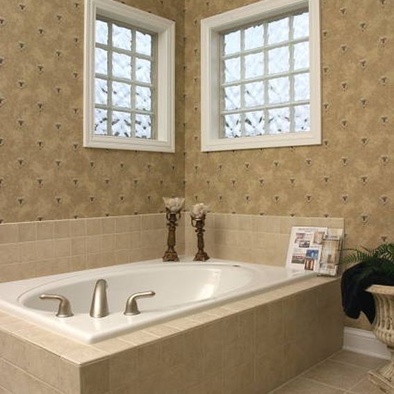 Hand Crafted Glass Block Bathroom Window With Vinyl Framed Installation