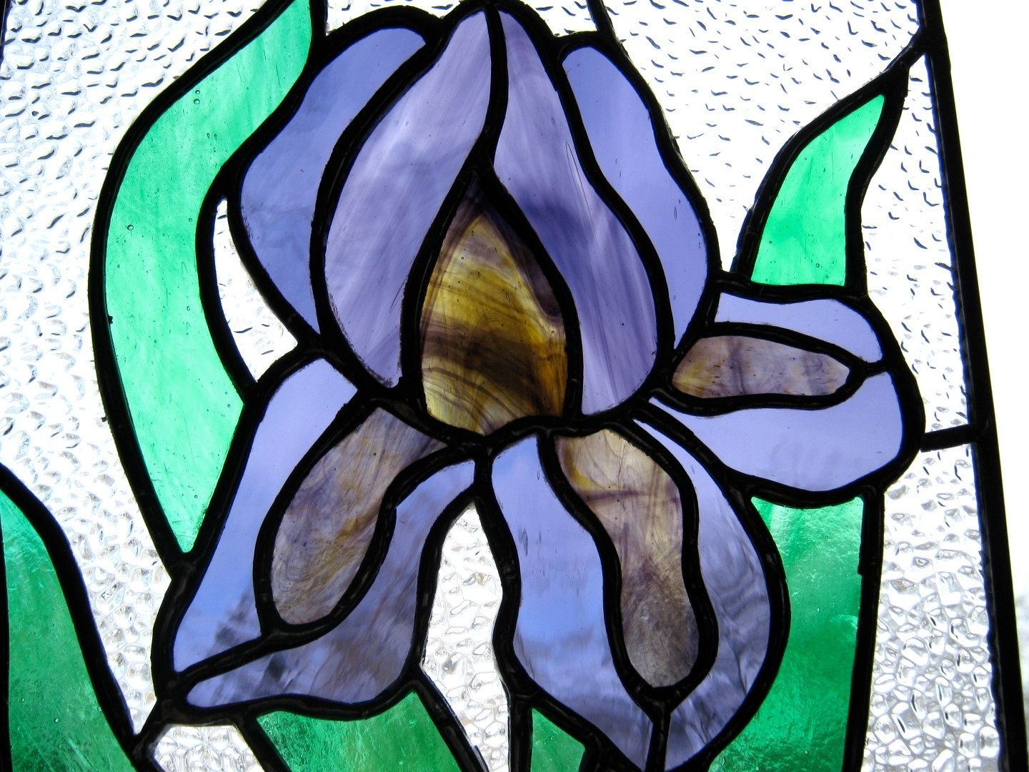 Hand Crafted Purple Stained Glass Iris Panel By Nostalgia N More 0881