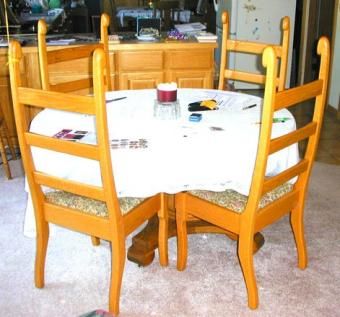 Custom Made Red Oak Ladder Back Dining Chairs
