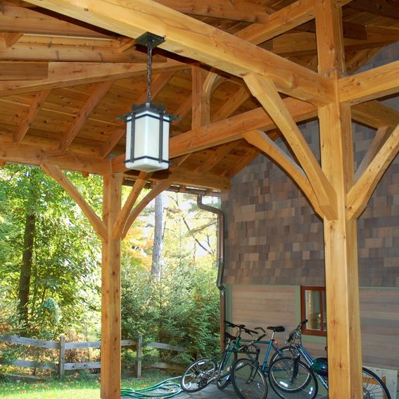 Handmade Tamarack Post And Beam Carport/Entry by Louchheim Design