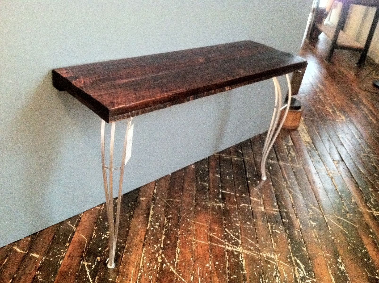 Custom Reclaimed Wood Top Console Table by Reworx Collective