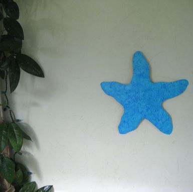 Custom Made Marine Metal Wall Art - Starfish - Reclaimed Metal Sculpture Coastal Beach House Bathroom Blue Aqua