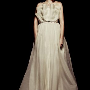 Custom Regency Wedding Gown With Mustard Velvet Bodice By Ranunculus