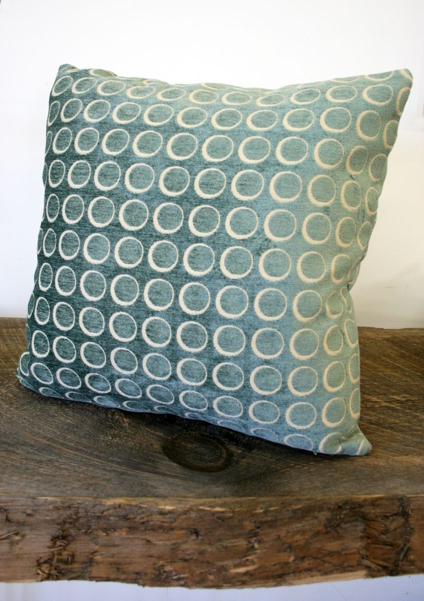 Handmade Custom 20" X 20" Pillow With Blue Dot Chenille Fabric by Mpg Home Design
