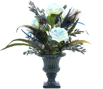 Custom Made Silk Flower Arrangement | Home Office Decor, Dining Room Decor Table Centerpiece