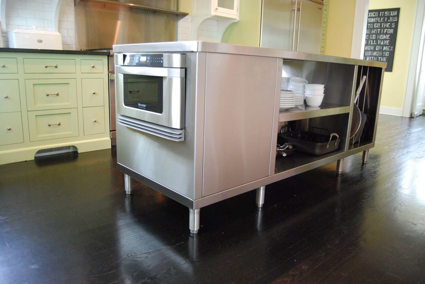 stainless kitchen island with sink