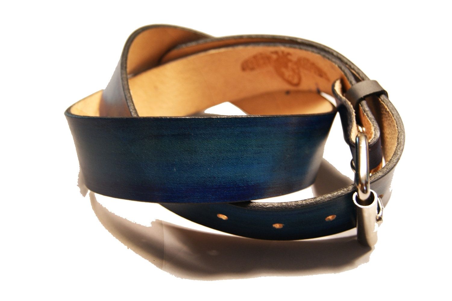 Buy a Custom Made Teal Blue Genuine Leather Belt, made to order from Project TransAction