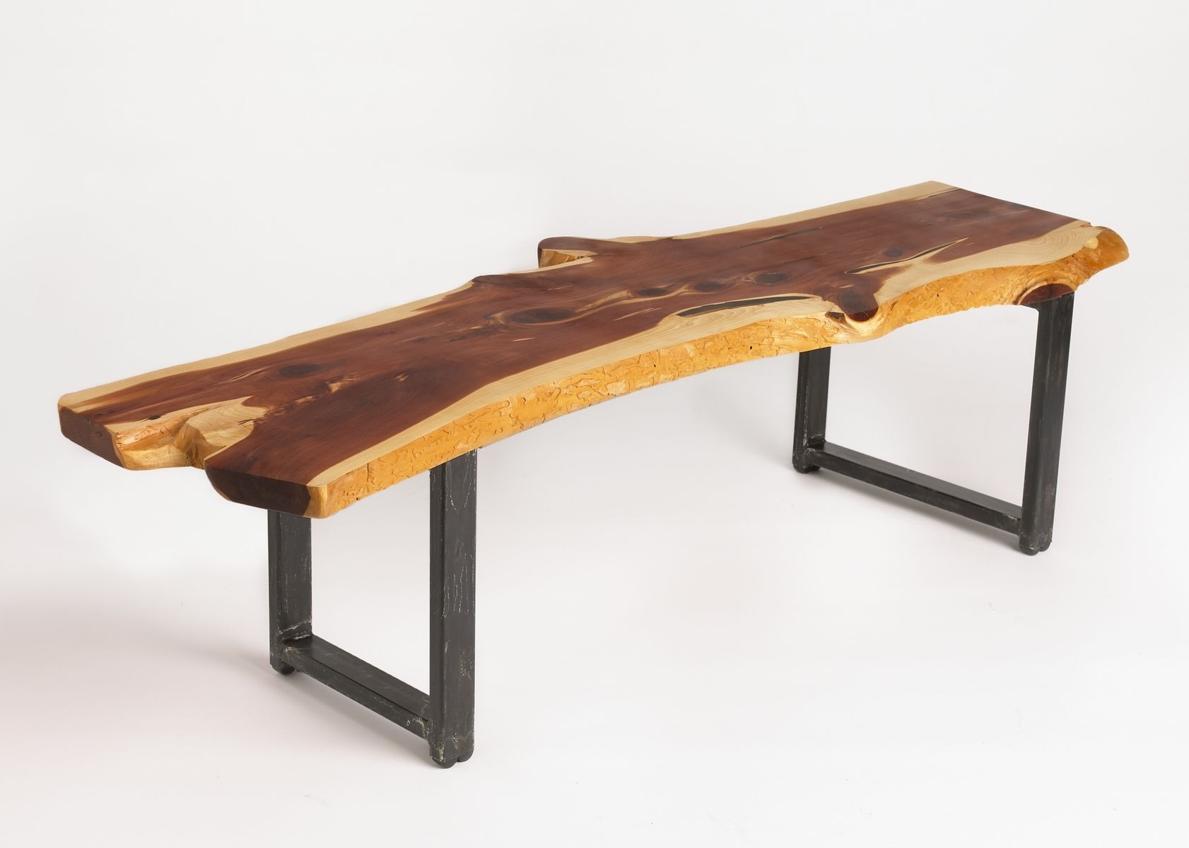 Custom Live Edge Cedar Coffee Table by Russ Connell Metal Works