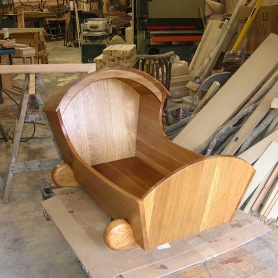 Handmade White Oak Baby Crib by Rocky Mountain Brush Company