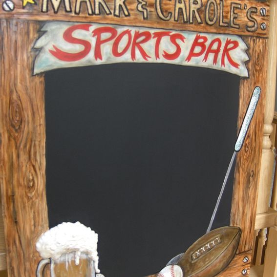 Hand Made Home Sports Bar Chalkboard With 3D Elements by Zeezee Custom