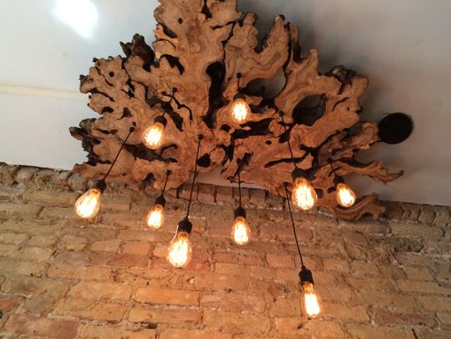 Custom Made Large Live-Edge Olive Wood Chandelier With Edison Bulbs//Rustic//Contemporary//Industrial