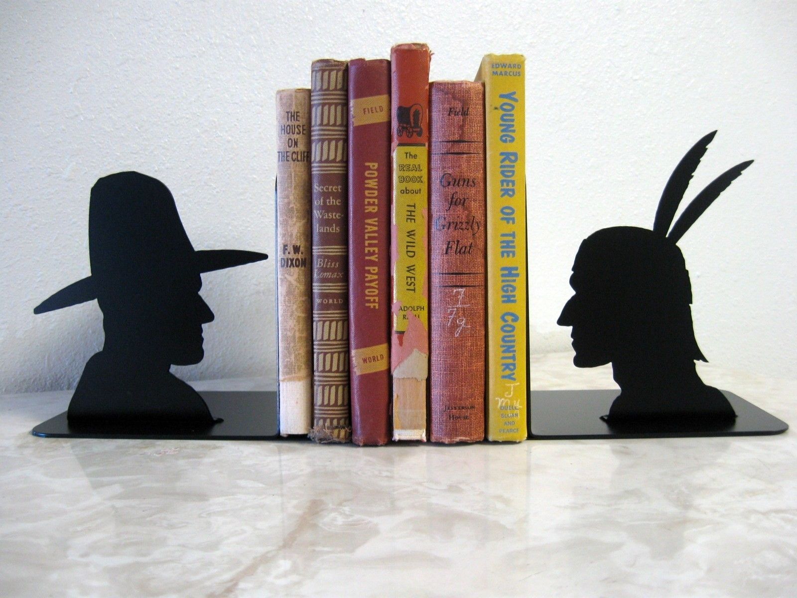 Custom Cowboy And Indian Metal Bookends by Just 4 the Art of It
