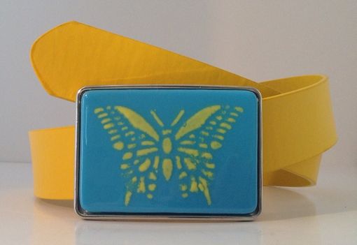 Custom Made Butterfly Fused Glass Belt Buckle