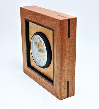 Custom Made Mahogany, Sycamore, And Rosewood Desk/Mantel Clock