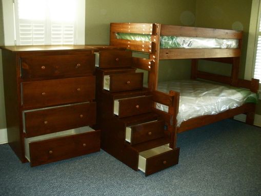 Custom Made Twin Over Queen Bunk Bed Suite With Staircase Storage And Dresser