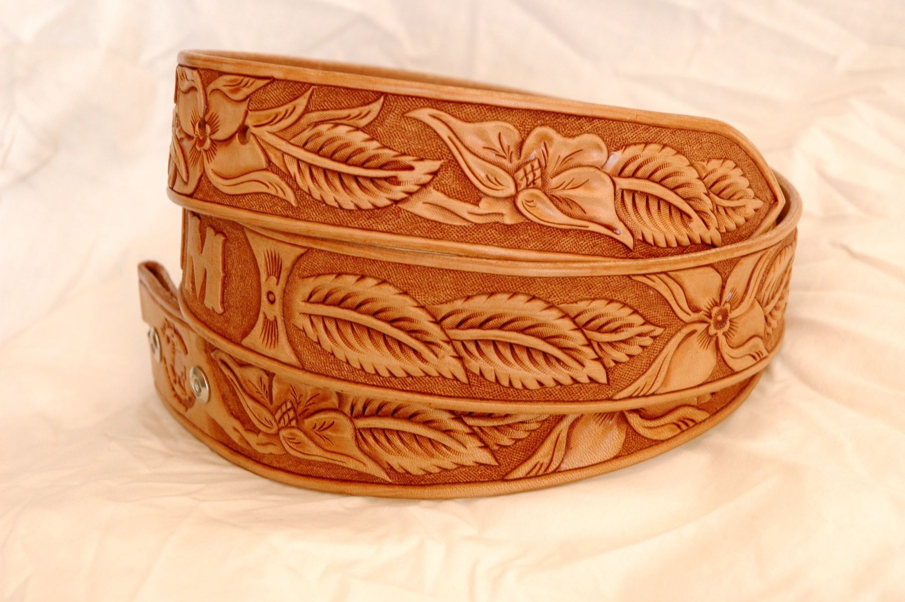 Hand Made Custom Hand Tooled Leather Belt By Lone Tree Leather Works 