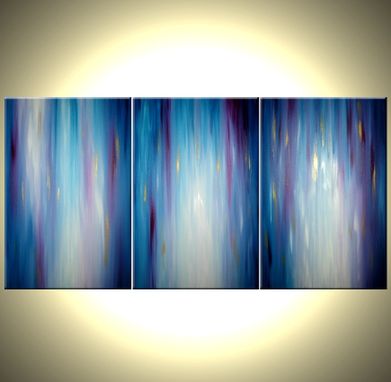 Custom Made Abstract Blue Painting, Purple Painting, Gold Original Textured Art By Lafferty - 36x72