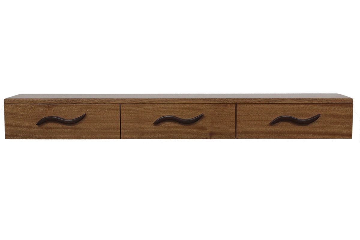 Buy Hand Crafted 3 Drawer Floating Shelf Solid Wood Hand Carved