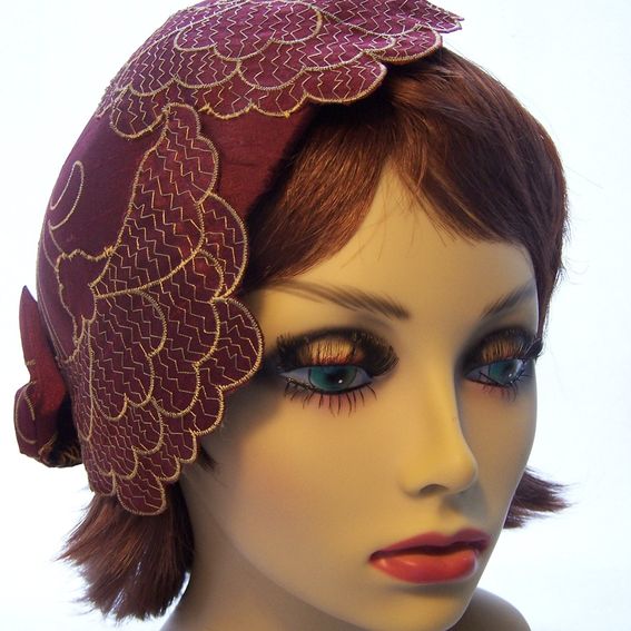 Custom Silk Draped Buckram Brimless Hat by Mixed Media by Bridget