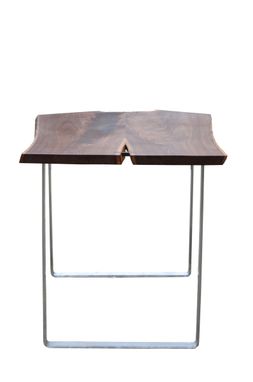 Custom Made Walnut And Stainless Steel High Table
