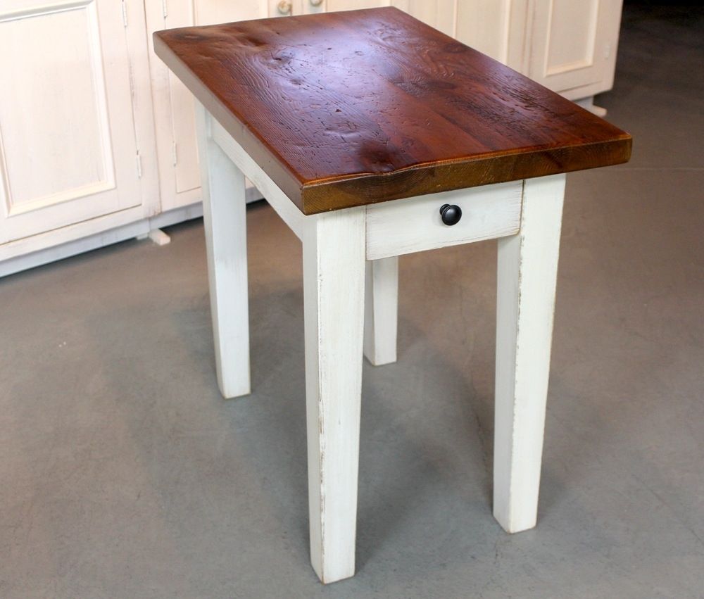 Custom Rustic White End Table by ECustomFinishes | Reclaimed Wood